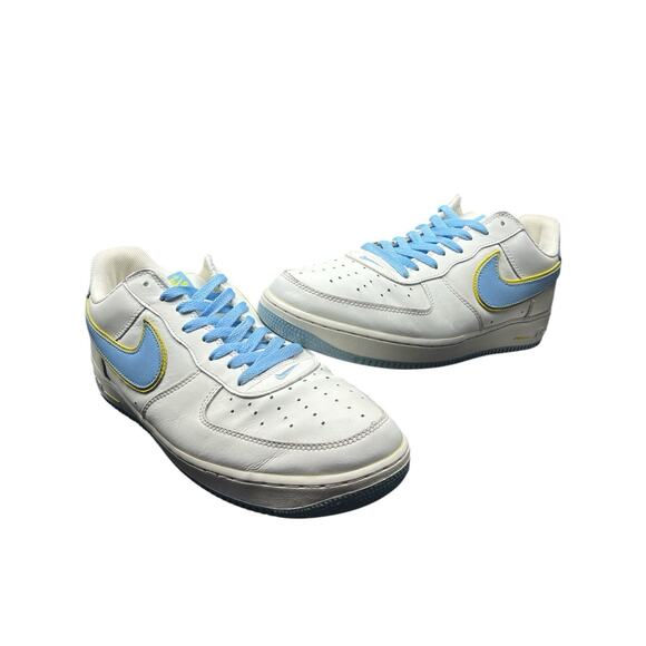 2005 Nike Air Force 1 Low White Blue Yellow 307109‑143 Size 13 main image 9